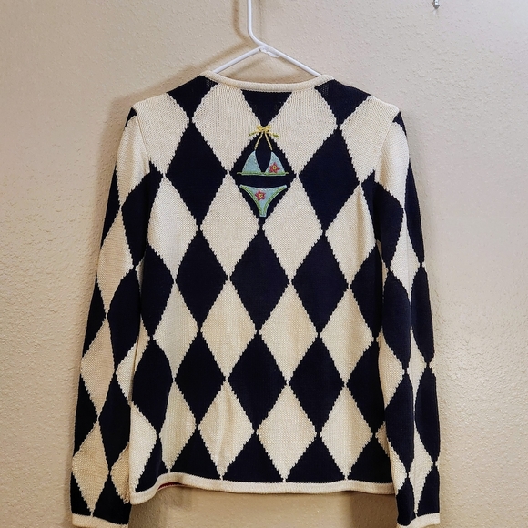 Susan Bristol Beaded Embroidered Swimsuits Blk/Wht Cottagecore Whimsicore Large. - Picture 2 of 12